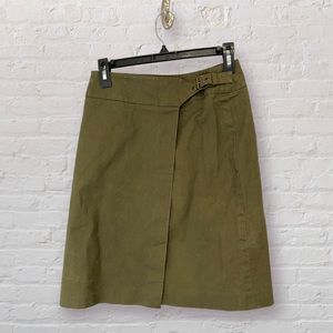 VTG Brooks Brothers Camo Green/Olive Wrap Skirt with Buckle Size 2